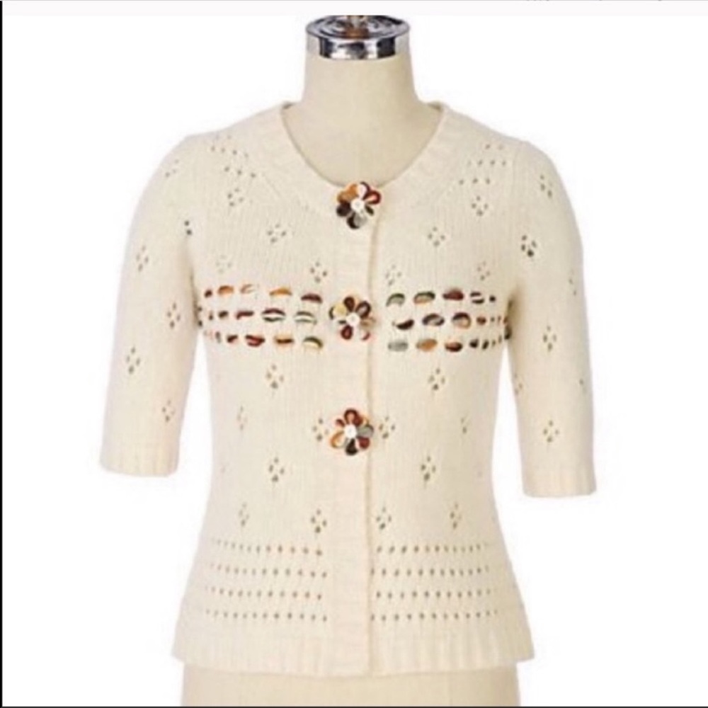 Anthro Field Flower Cardigan
